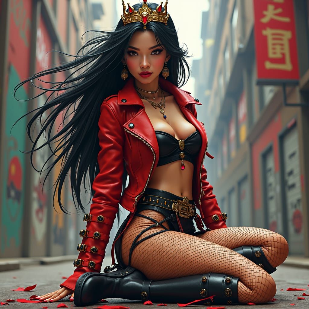 Mulan as Punk Rock Princess in Jamie Hewlett Style