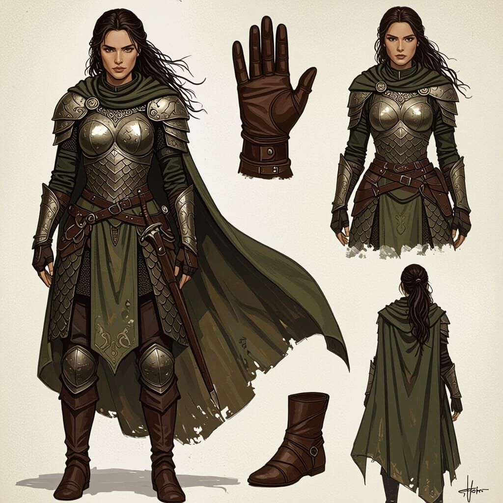 Medieval Female Warrior in Scaled Armor