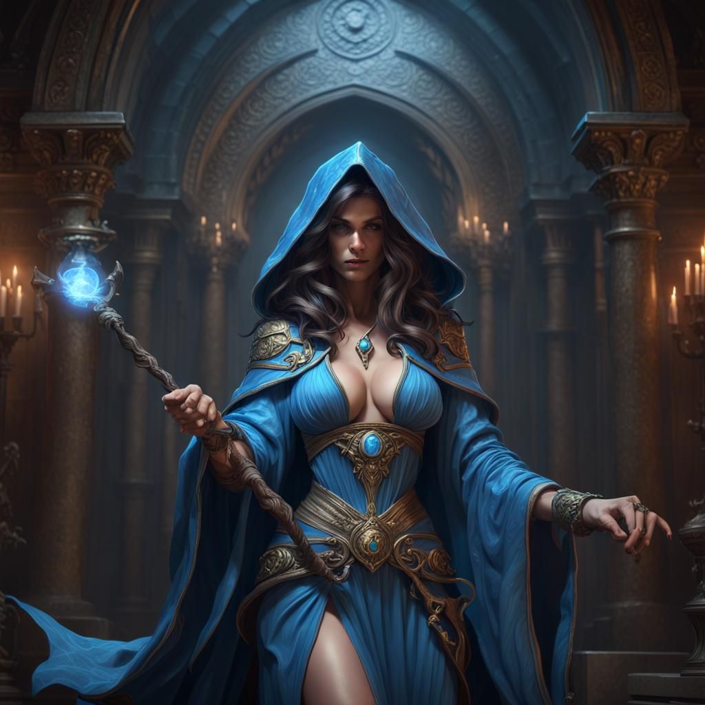 Enchantress with Magic Rod: Dark Fantasy Concept Art