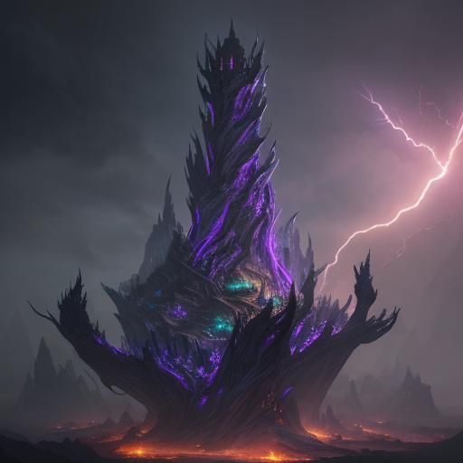 Dragon Conjuring Lightning on Tower: Detailed Matte Painting