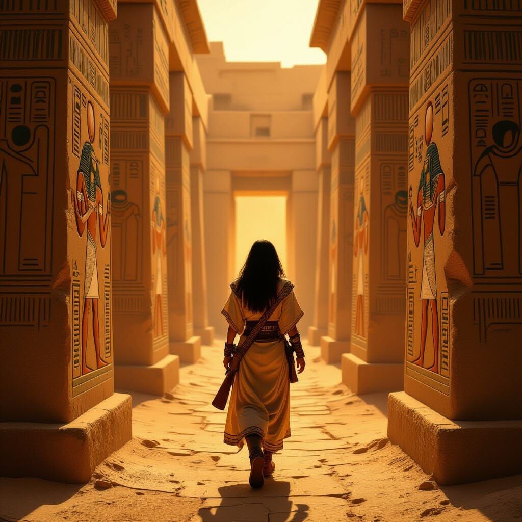 Egyptian Temple Maze Adventure in Digital Art Style