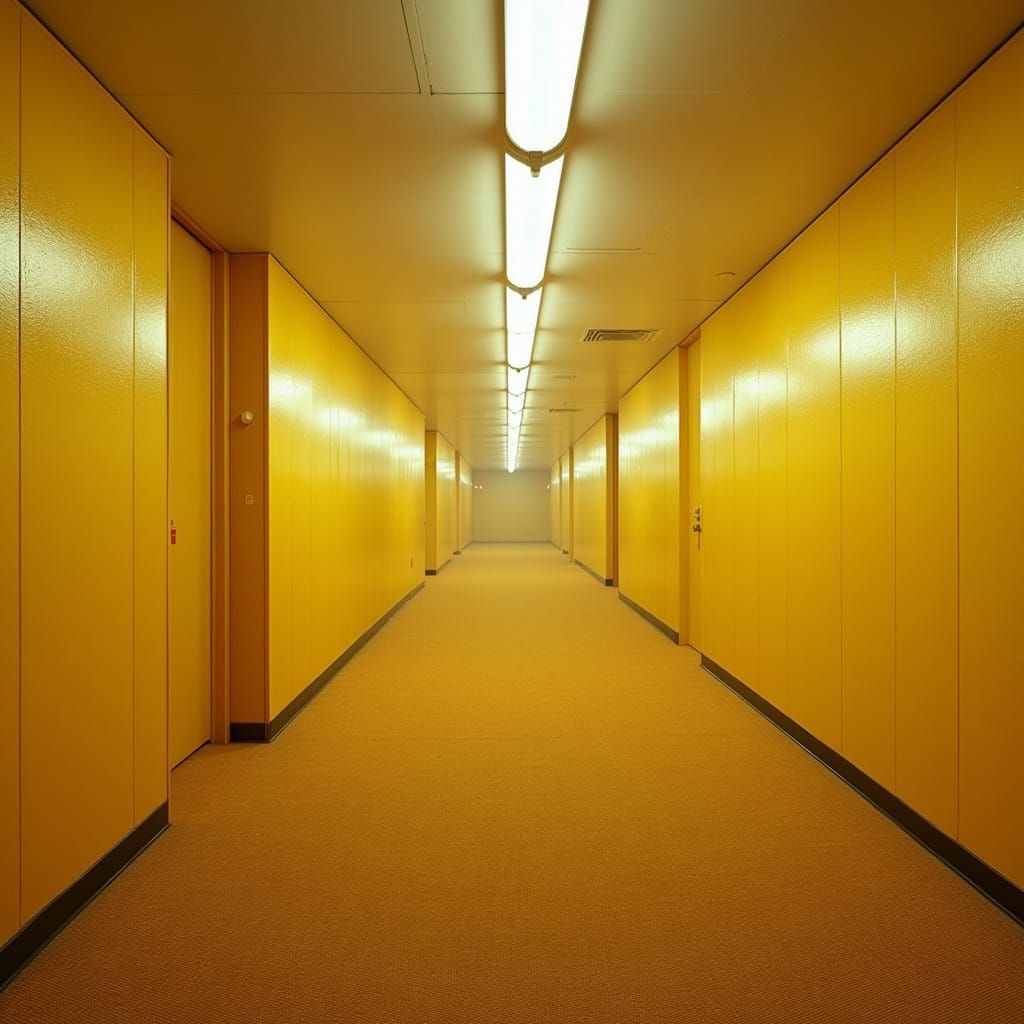 Dystopian Maze with Yellow Wallpaper, Industrial Aesthetic