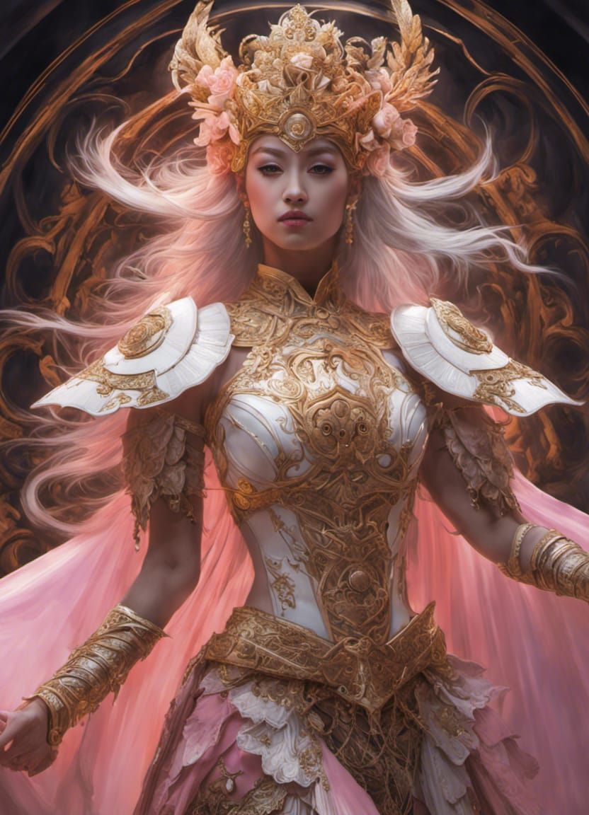 Fantasy Dancer in Epic Armor, Golden Details