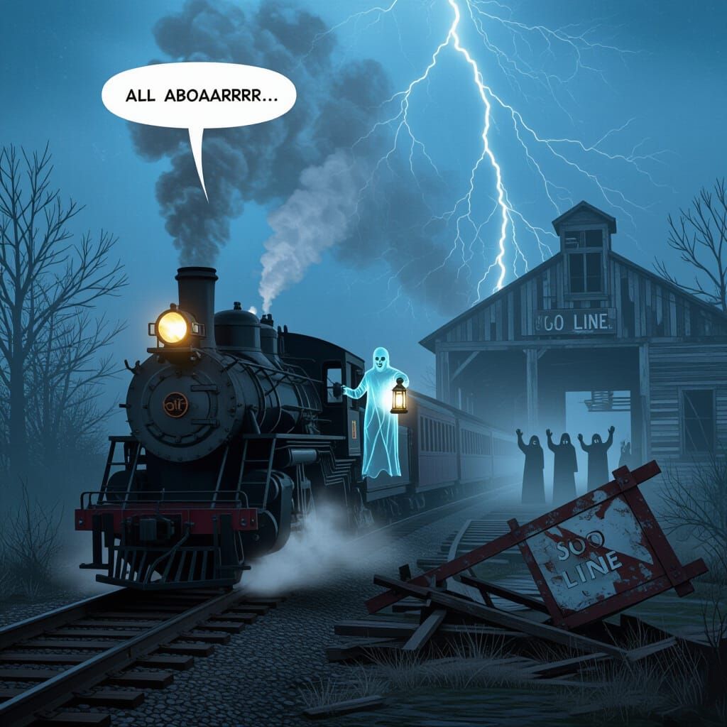 Spectral Ghost Train Haunts Abandoned Railway Depot