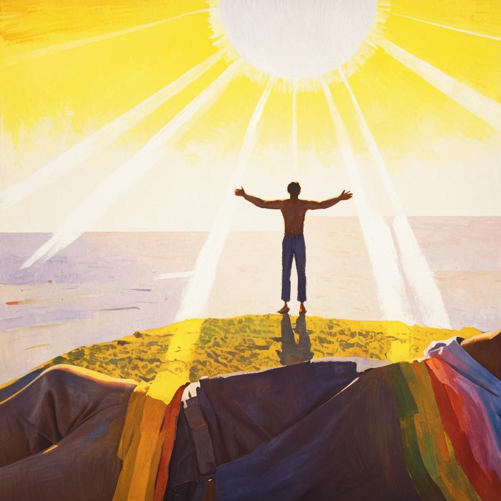 Man on Beach in Fauvist Expressionism Style