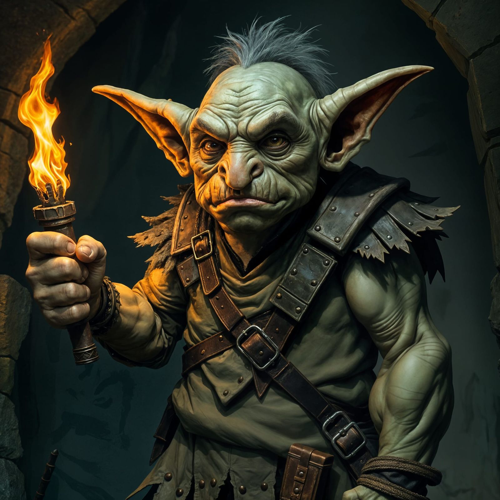 Middle-Aged Goblin in Dark Cavern