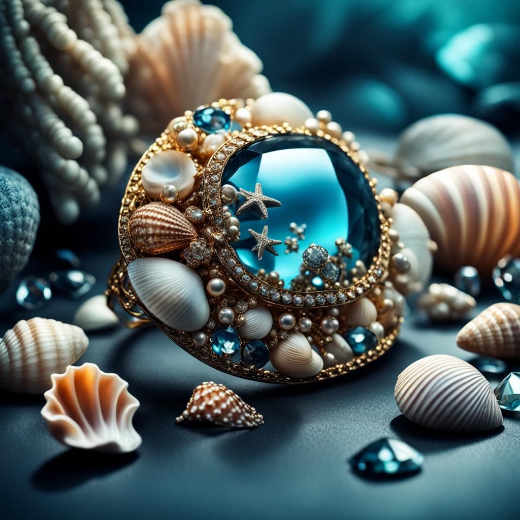 Jewelry with Jewels, Gems, and Seashell Aquariums