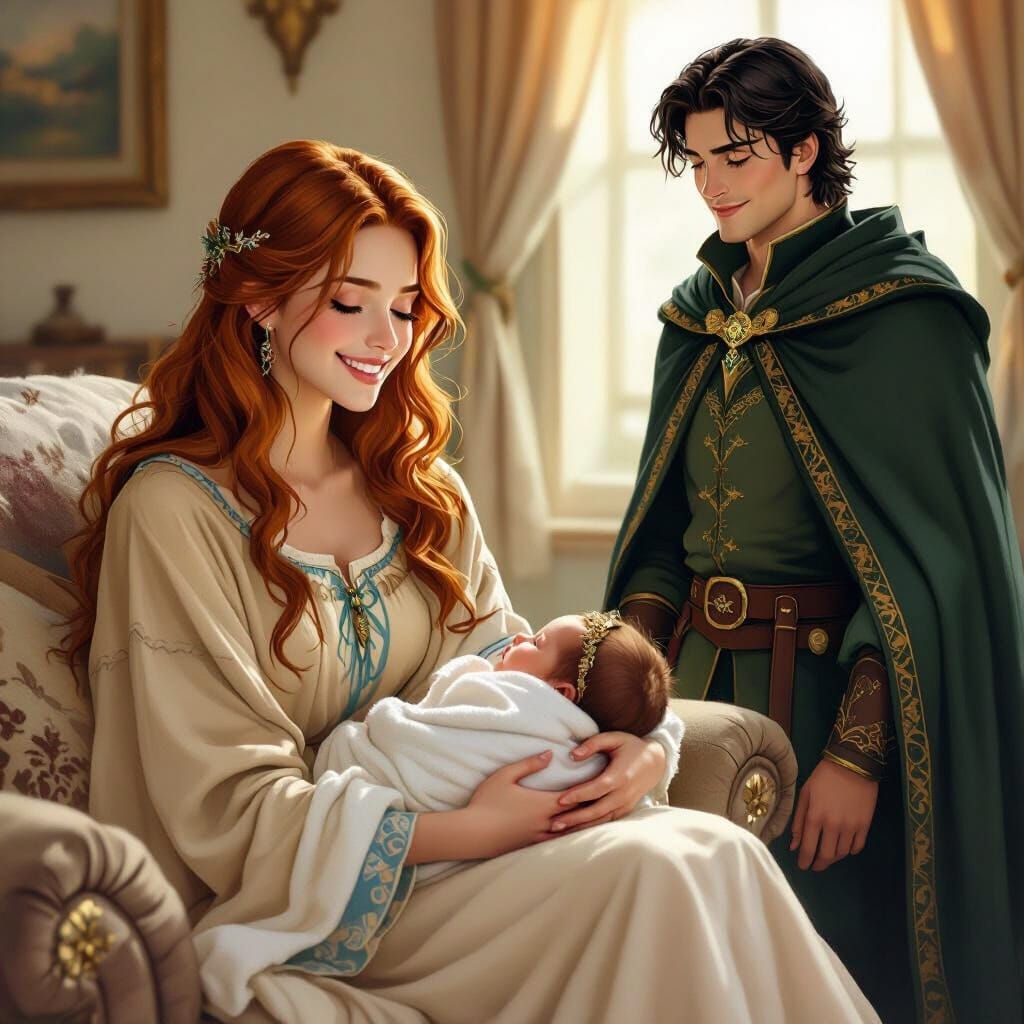 Girl Sings to Baby in Donato Giancola Style