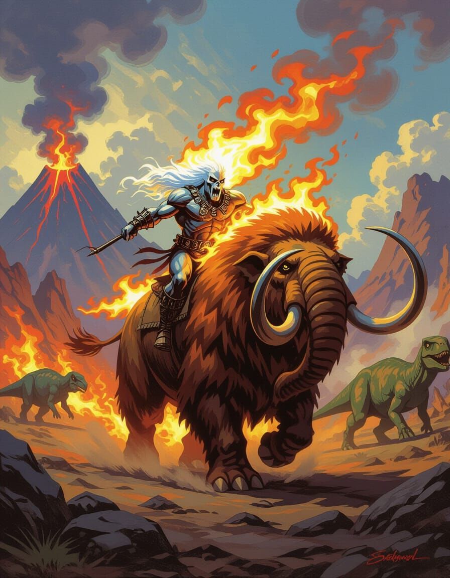 Ghost Rider Rides a Mammoth in Prehistoric Era