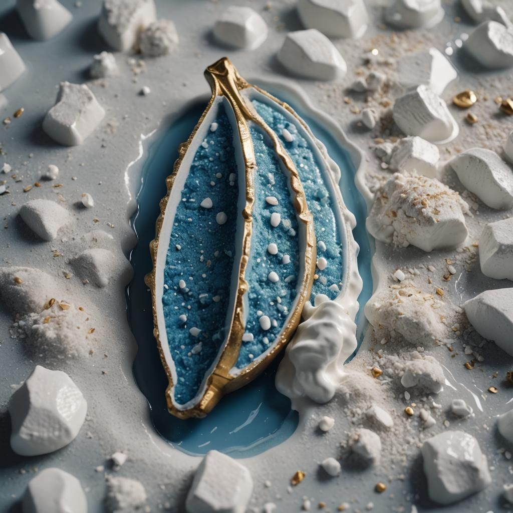 Blue Sand Banana in Stained Glass, Cinematic Still