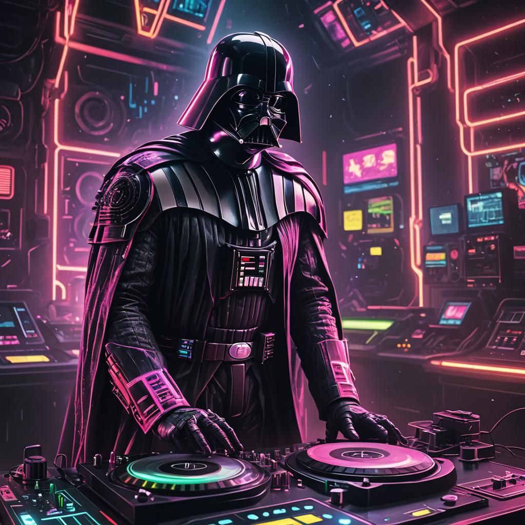 Darth Vader in Neon Suit DJing