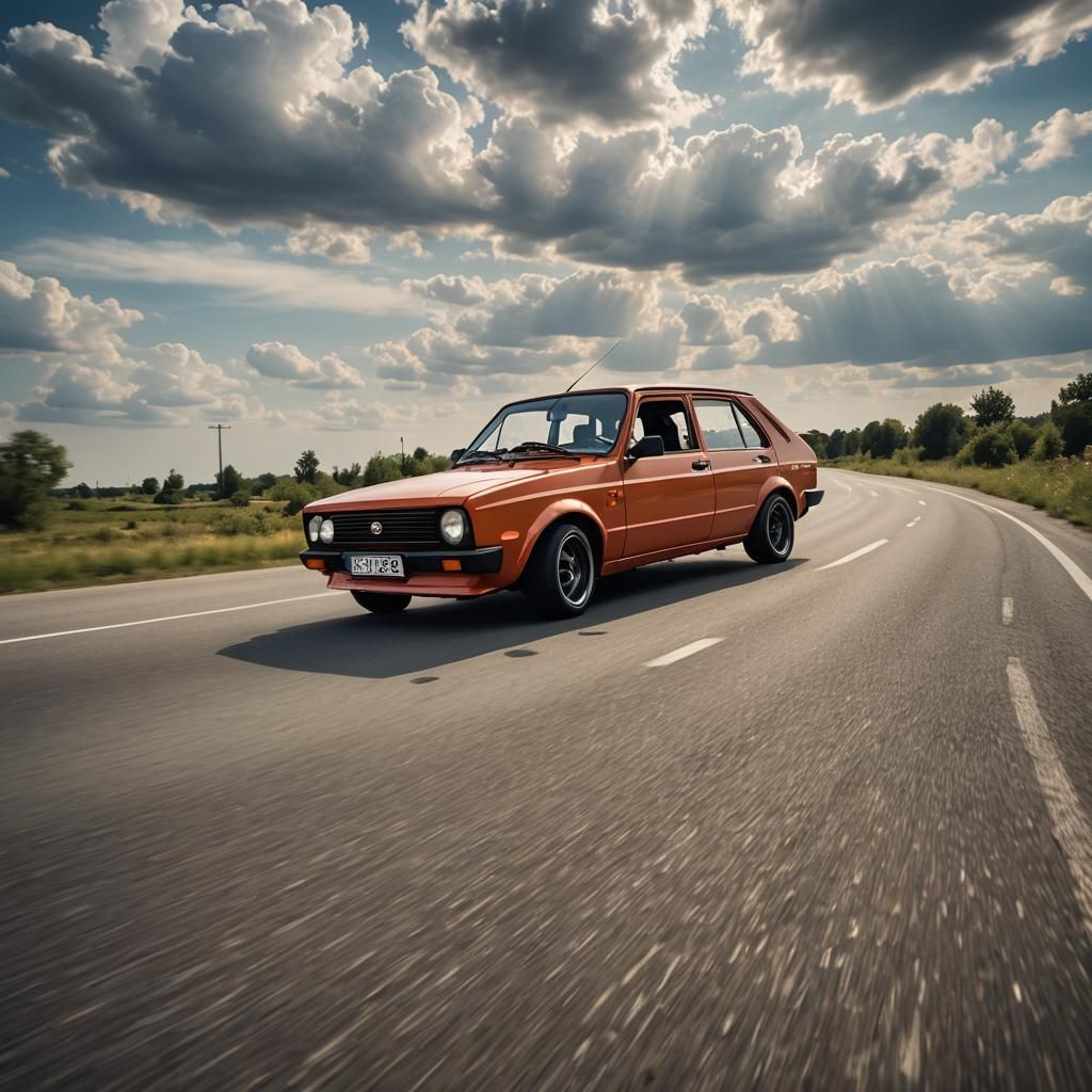 Modified Zastava Yugo Hotrod Races Down Highway