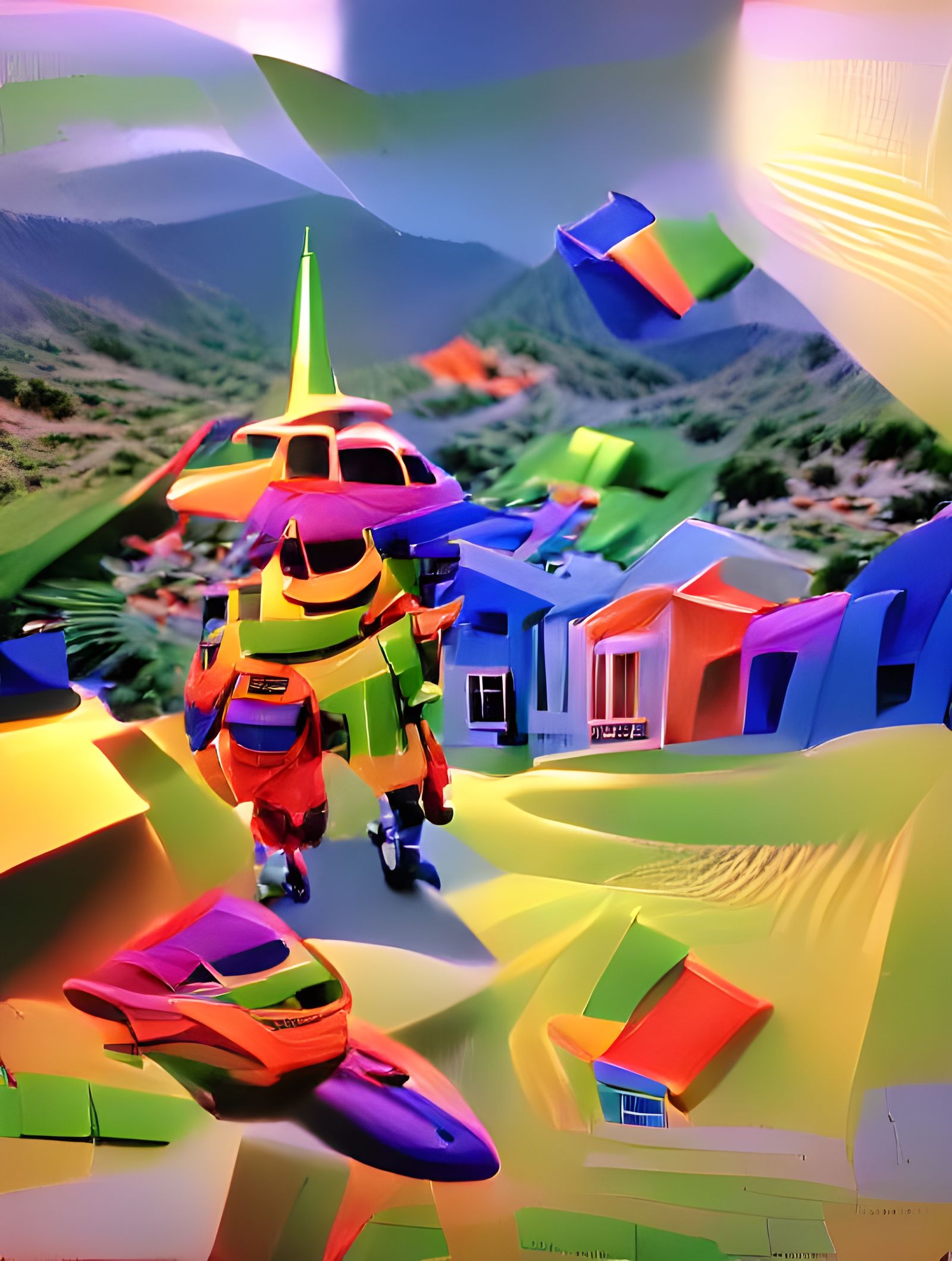 Early 90s CGI Art with Bright Colors