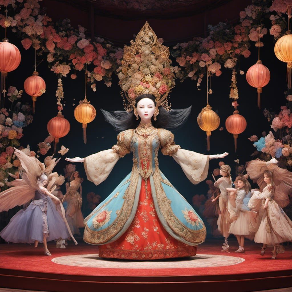 Cute Puppet in Puppet Theater, Detailed Fantasy Art