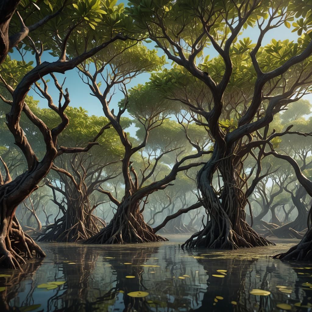Fantastical Mangrove Trees in Detailed Matte Painting