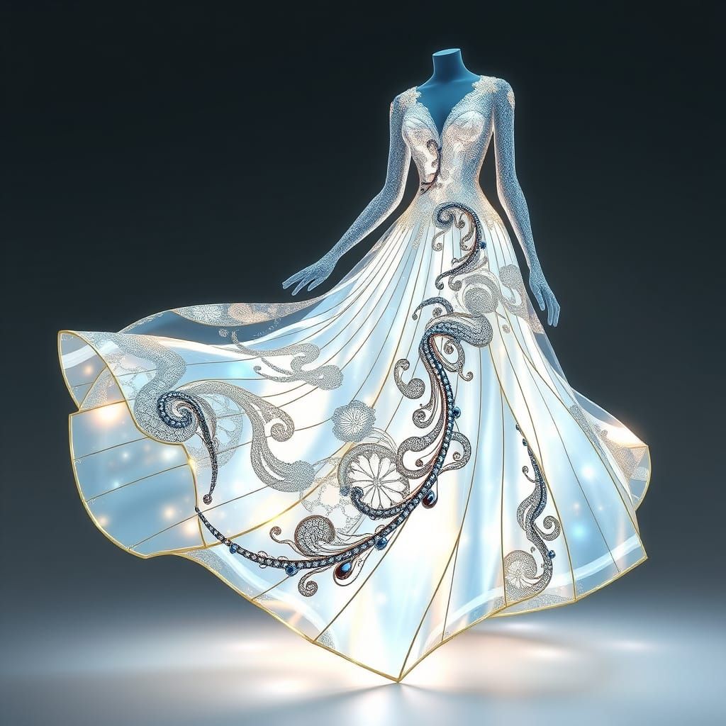 Shimmering Glass Gown with Crystal Details