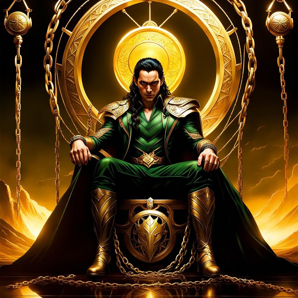 Loki of Asgard in Chains: Romanticism Painting