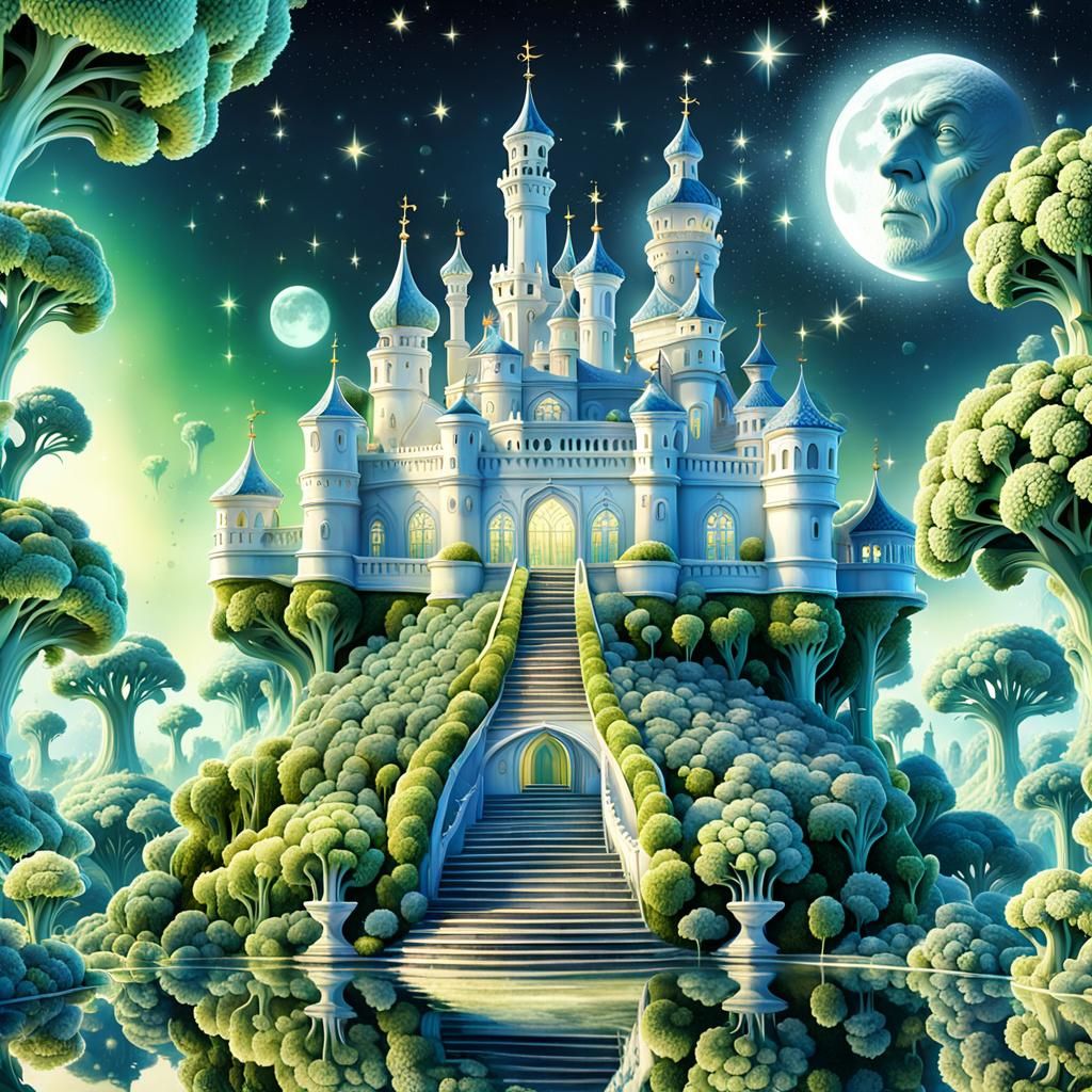 Broccoli Castle in Rococo Surrealist Fantasy Kingdom