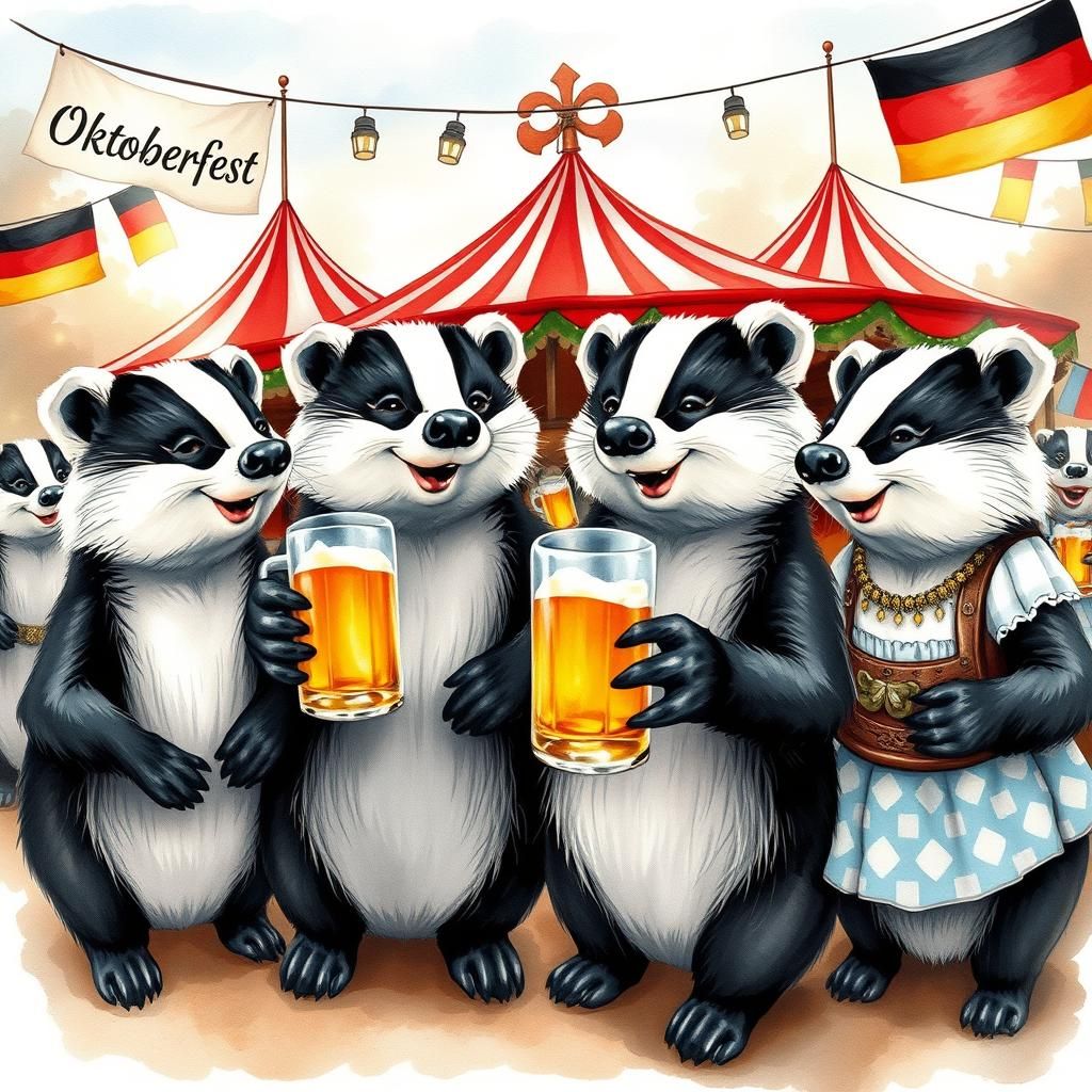 Happy Badgers Celebrate Oktoberfest in Germany