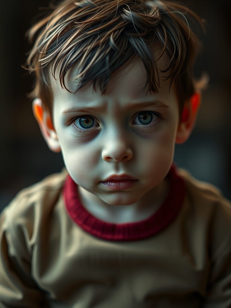 Baby Serial Killer Portrait in Surrealist Style