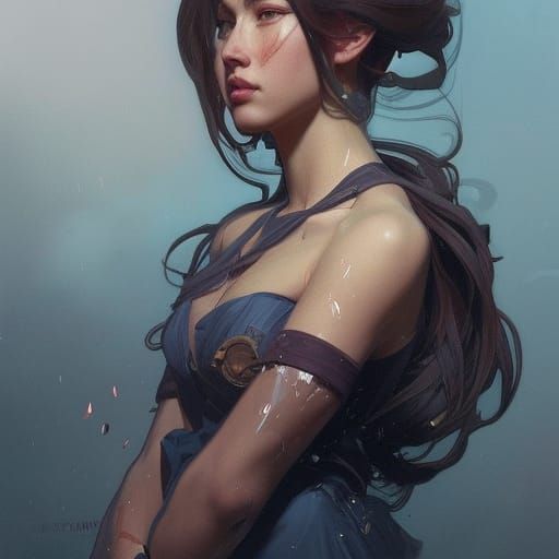 Original Character Portrait in Hyperdetailed Digital Art Sty...