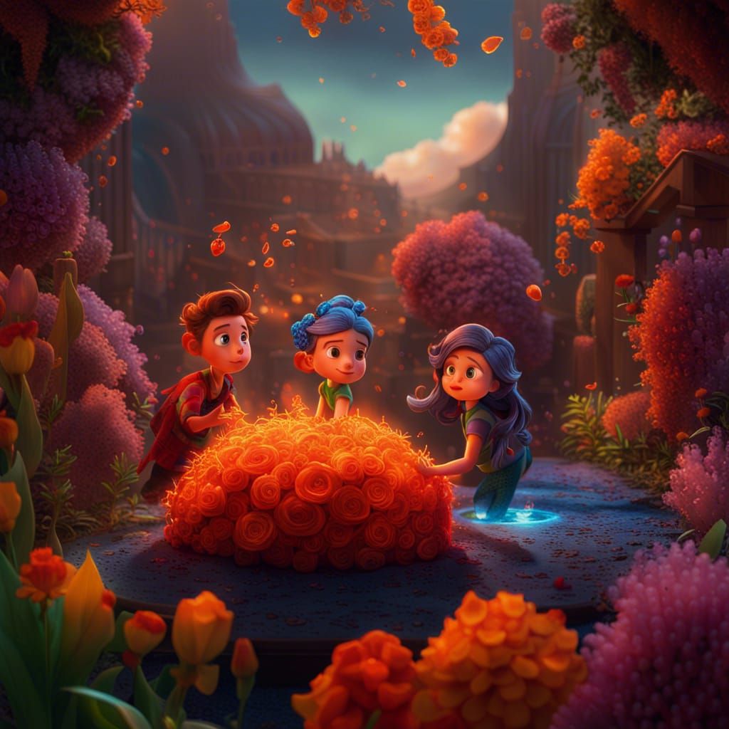 Pixar Elemental Characters in Epic Digital Matte Painting