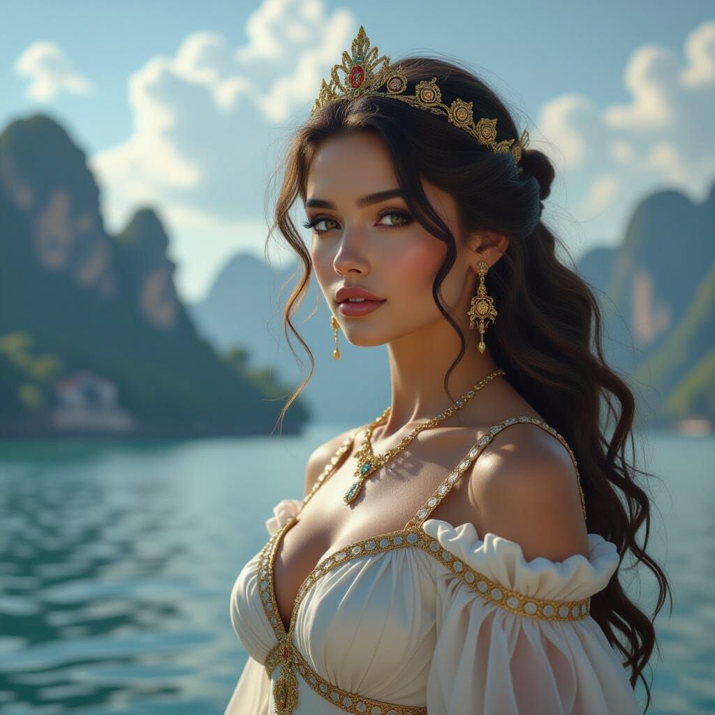 Epic Digital Painting of Luna, Roman Goddess