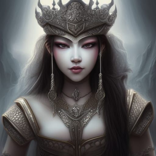 Asian Pearl Knight Princess Warrior Pencil Drawing