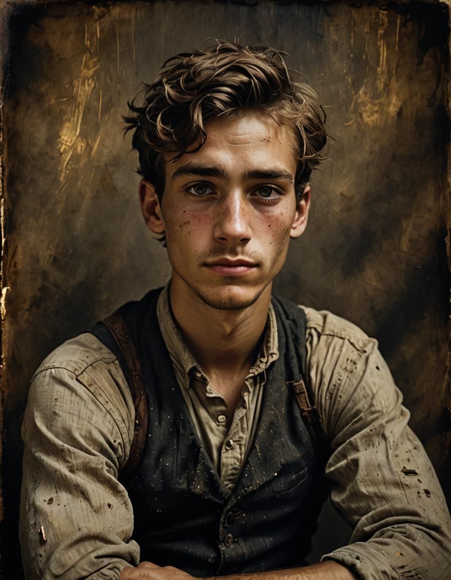 Moody Portrait of Young Man in 19th Century Style