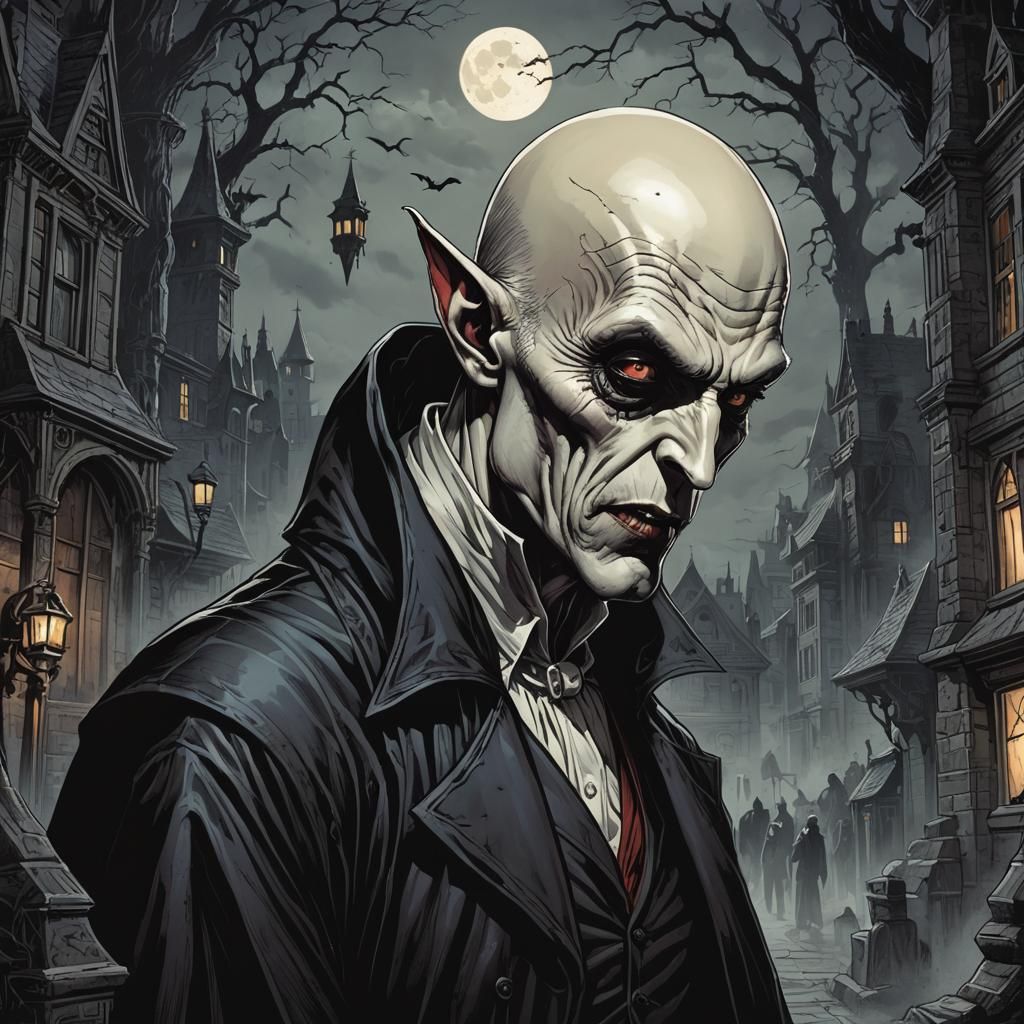 Nosferatu Vampire in Comic Book Art Style