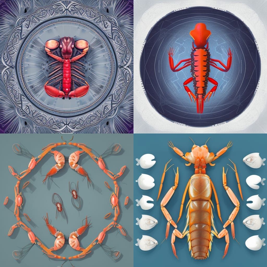 Symmetrical Flat Icon Design of a Prawn