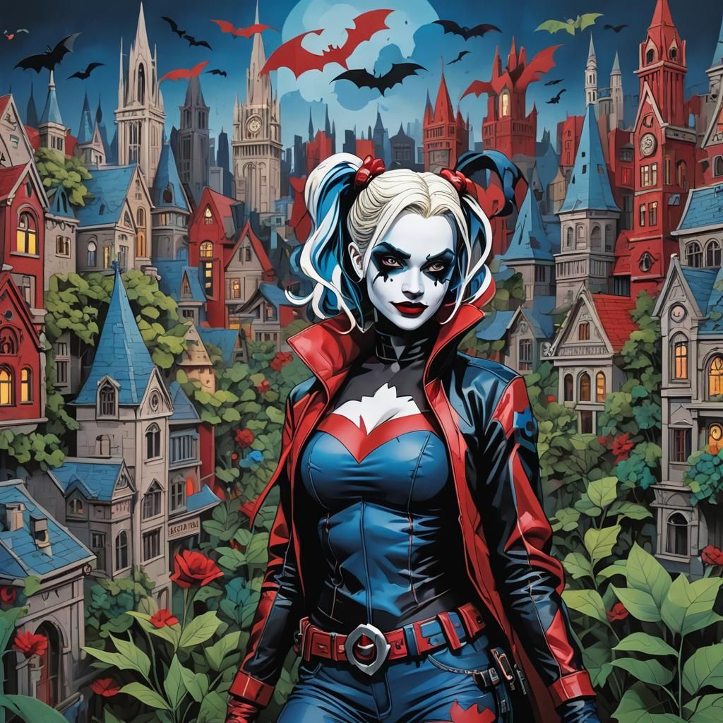 A paper cut out craft style scene of a gothic style city and...