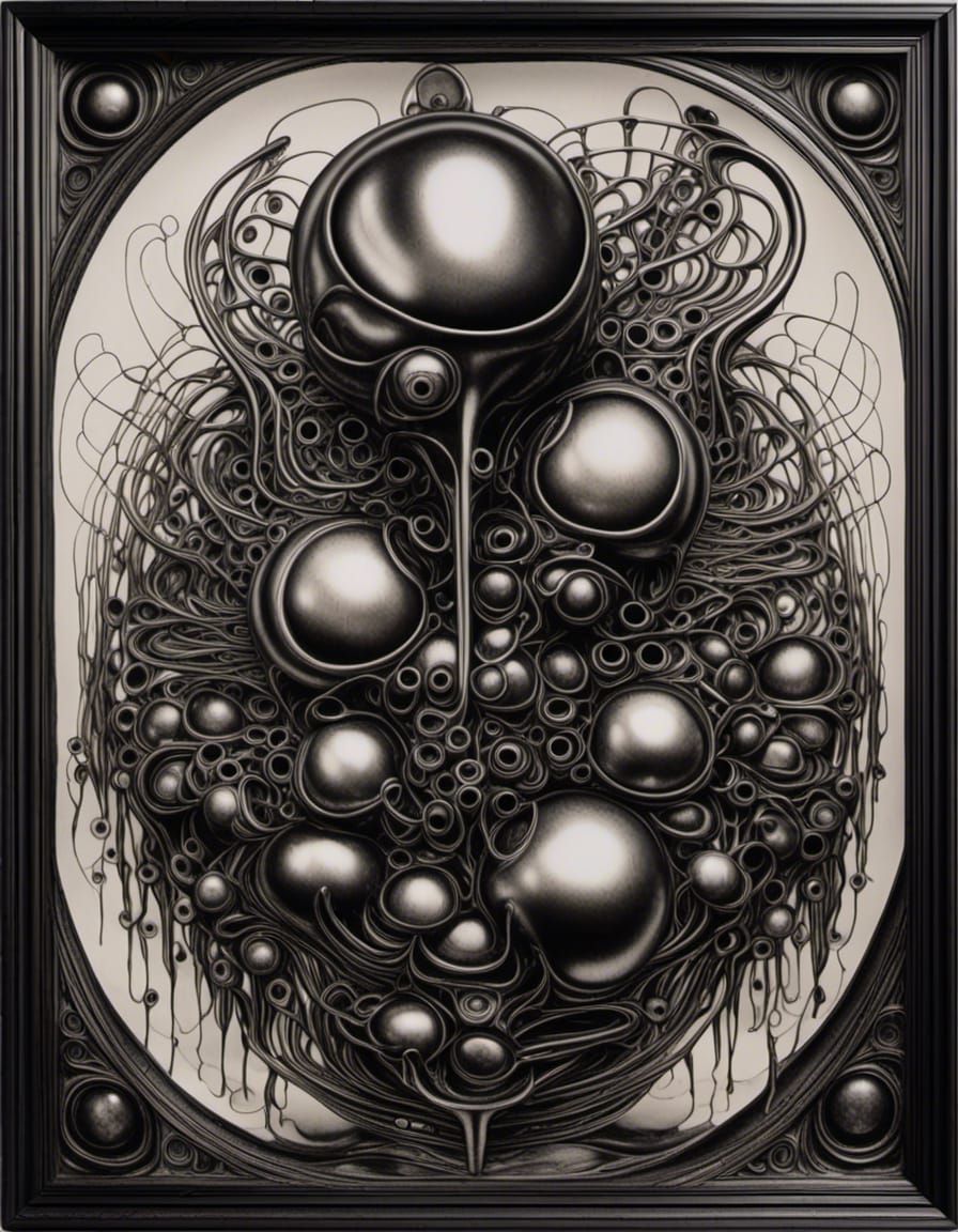 Surreal Biomechanical Landscape with Liquid Metal Textures