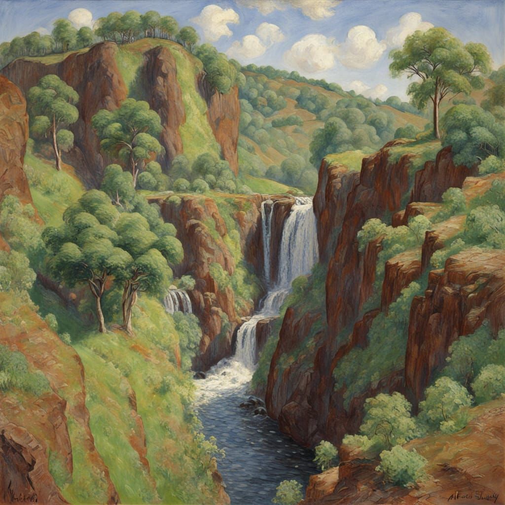 Broccoli Landscape with Chocolate Cliffs, in Impressionist S...