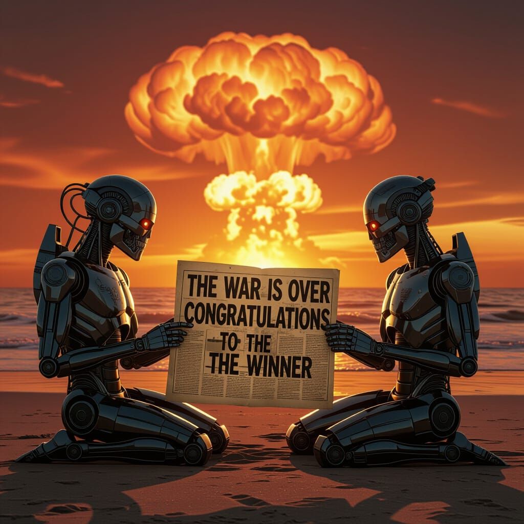 Apocalyptic Sunset: Robots Read War is Over