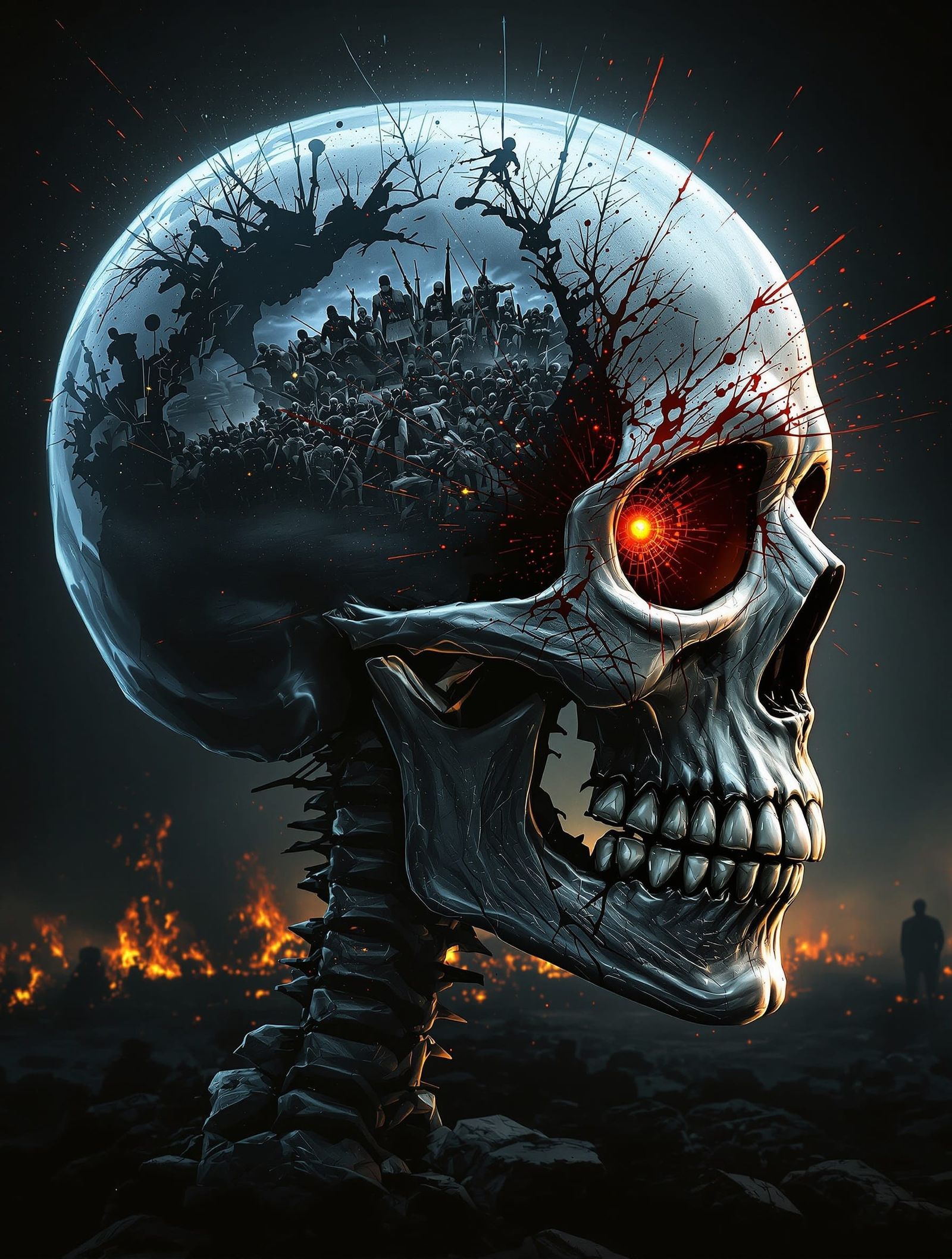 Skull with Gettysburg Battle Scene Digital Art