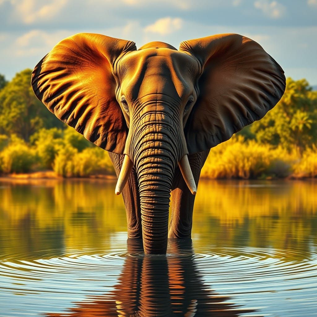 Golden Savannah Elephants