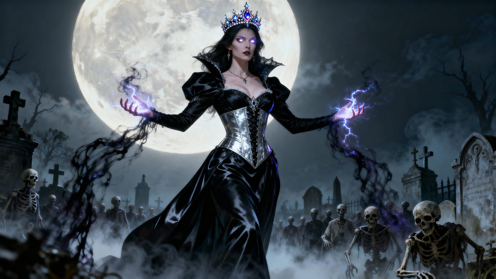 Necromancer Queen Raises Army of Dead Under Luminous Moon