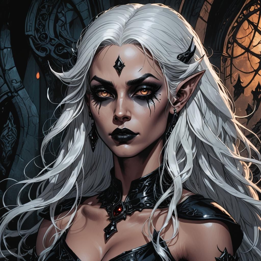 Dark Elf in Dark Fantasy Comic Art Style