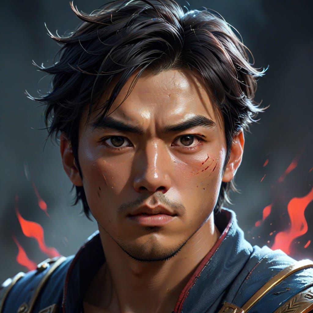 Cyberpunk Anime-Inspired Portrait of a Charismatic Leader