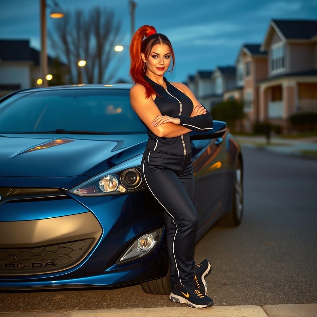 Busty Bodybuilder in Jersey Shore Dusk