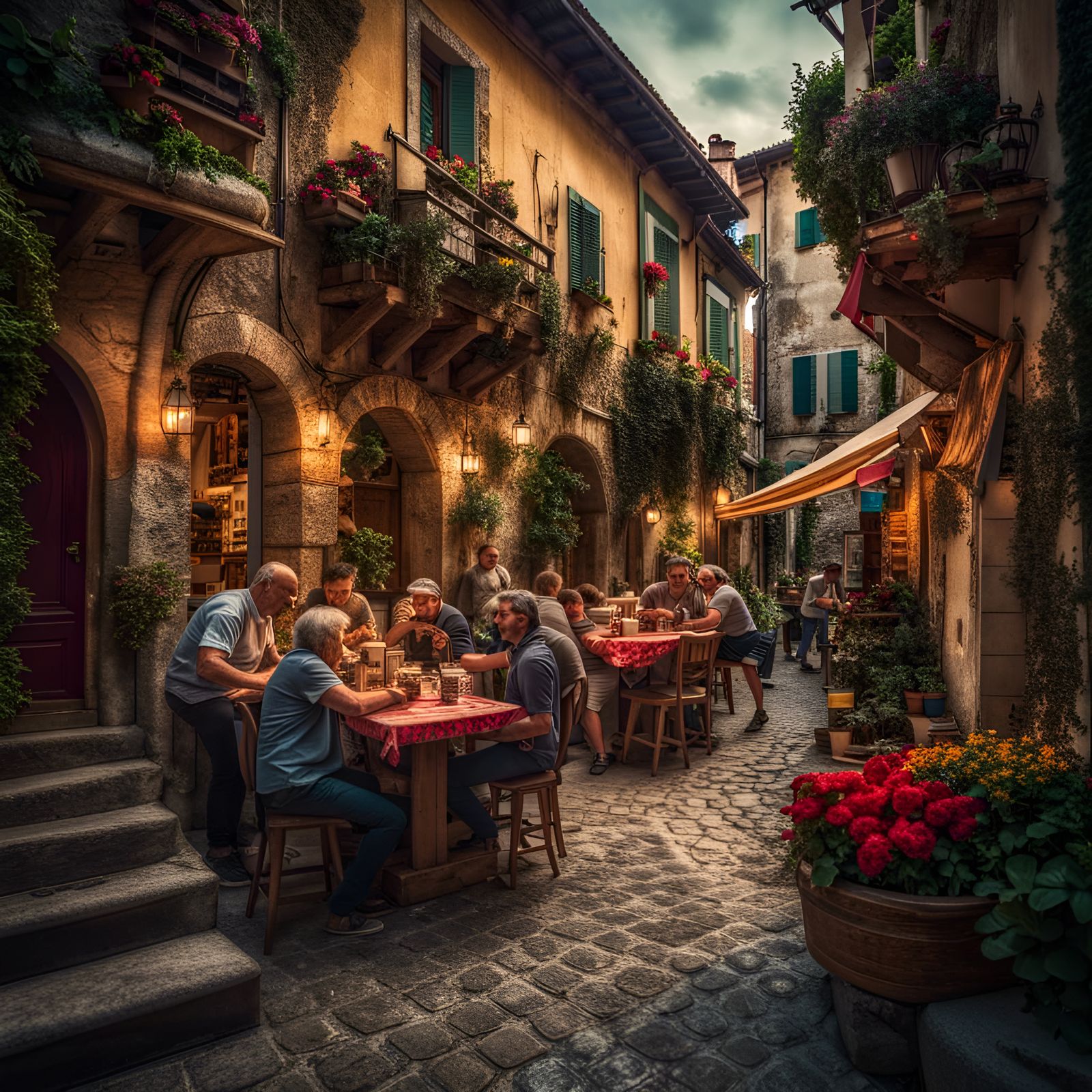 Vibrant Italian Village Scene in HDR