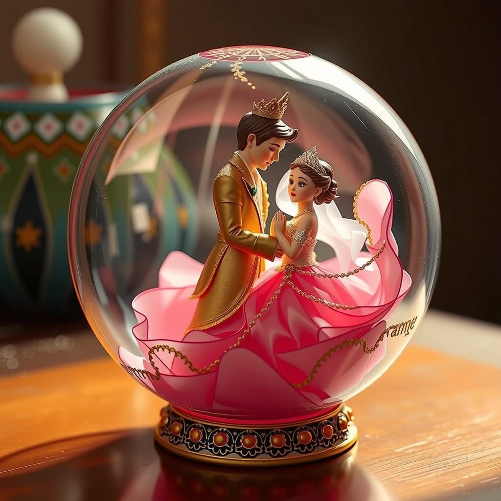 Elegant Wax Figurine in Glass Bowl