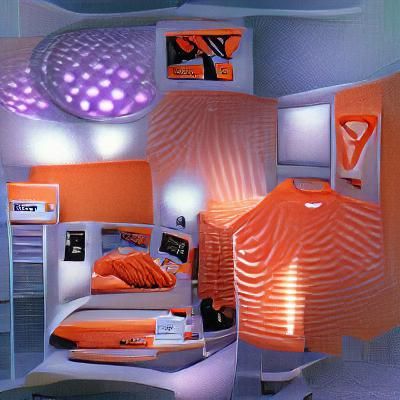 Futuristic Y2K Orange Aesthetic Teen Bedroom