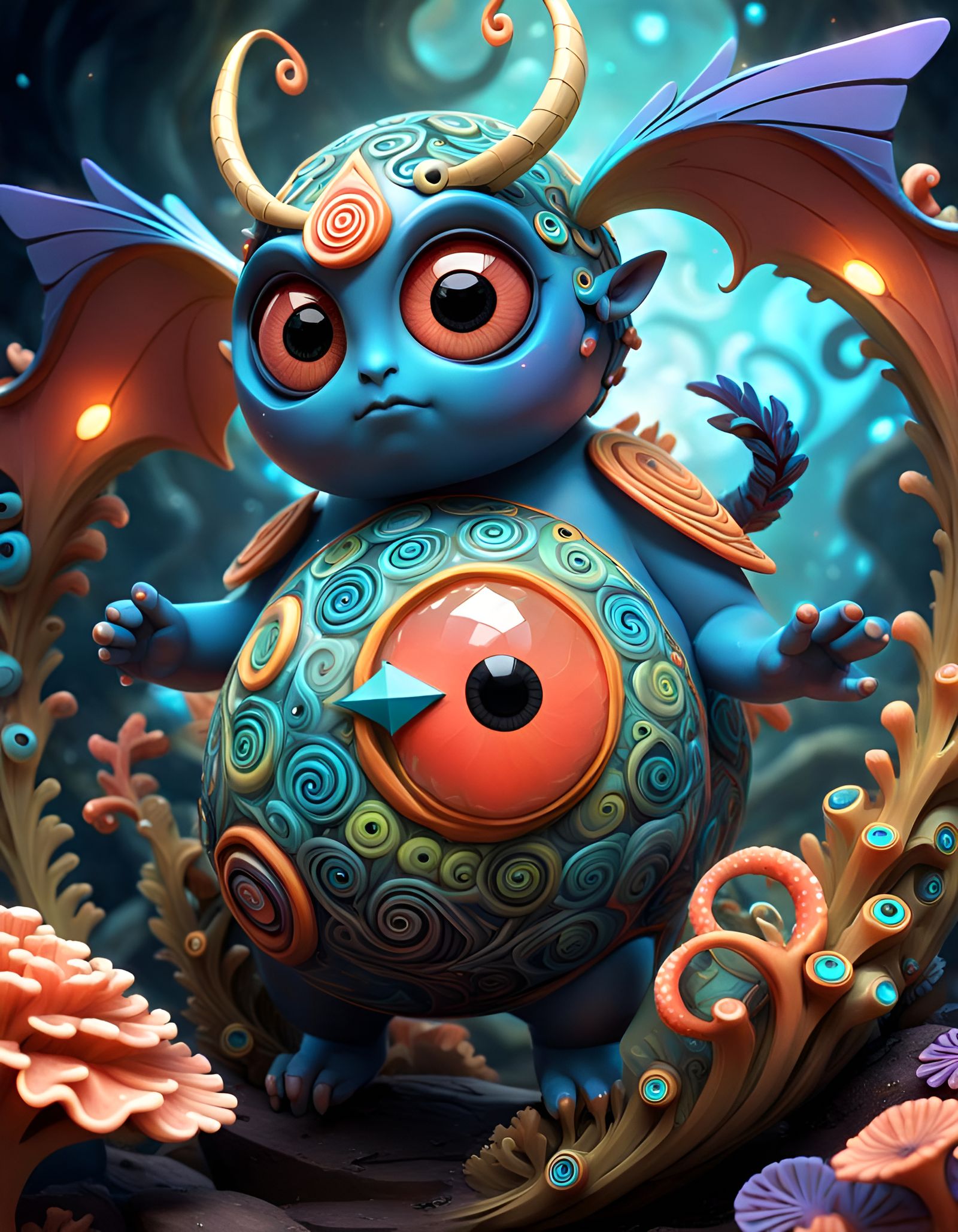 Cartoon Fairy with Arrows and Sacred Geometry