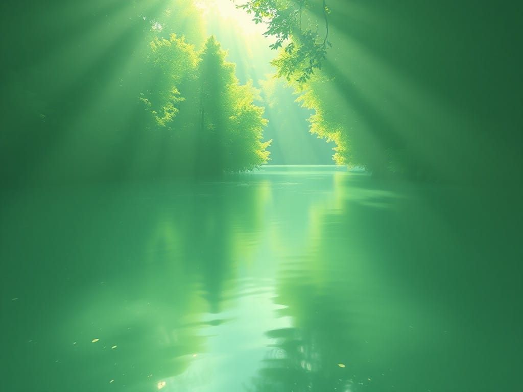 A Calming Minimalist Scene with Jade Tones