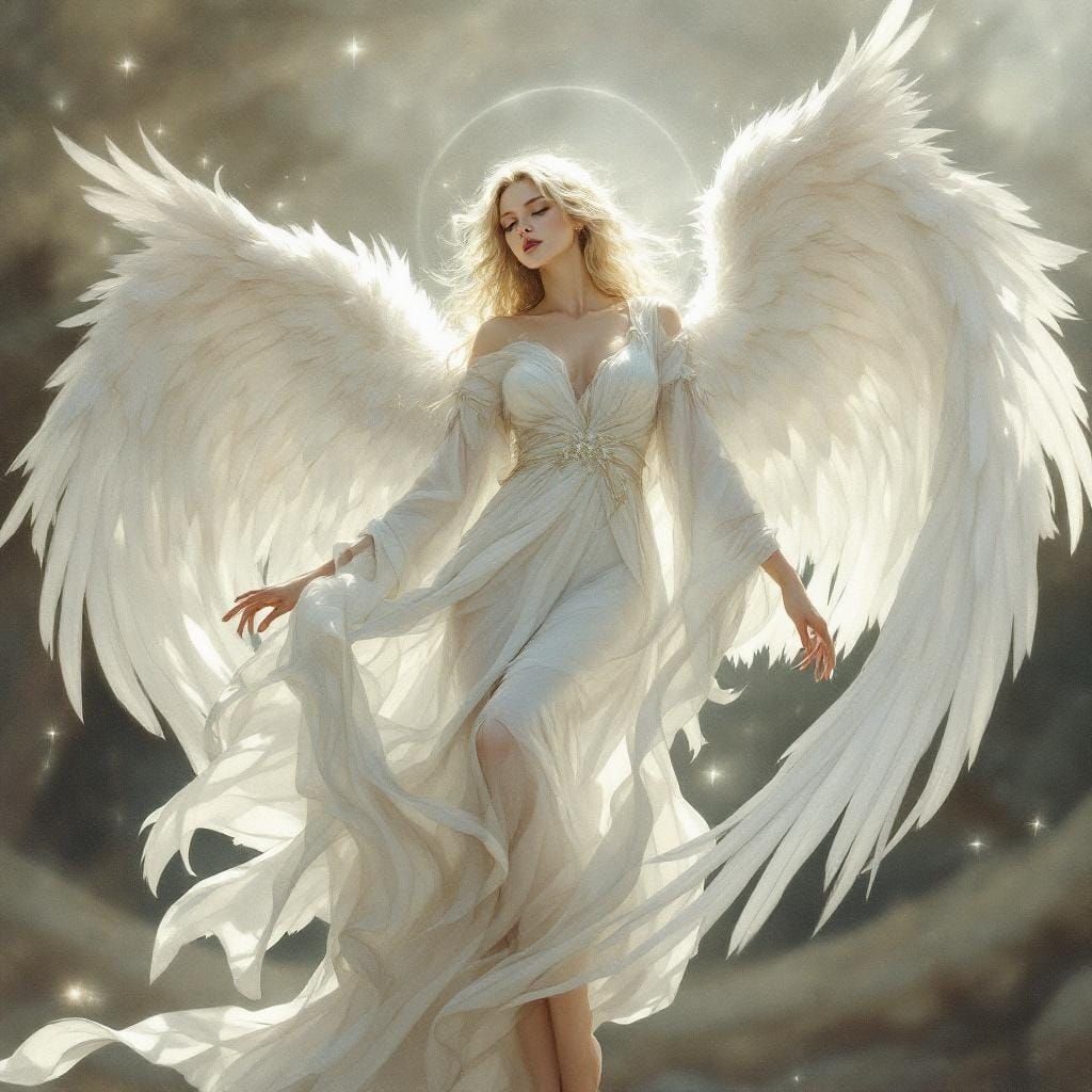 Ethereal Fantasy Angel in Art Nouveau Style