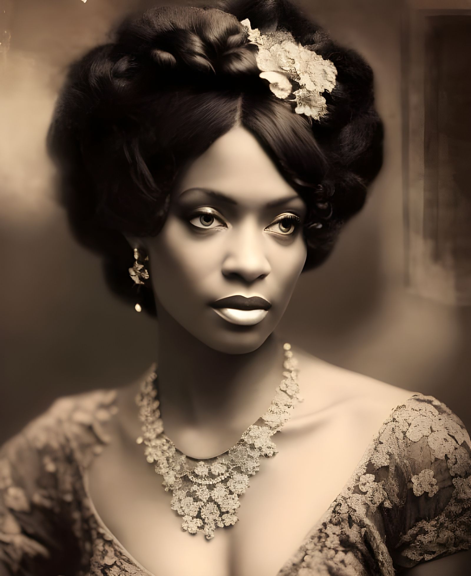 Victorian Lady Portrait in Sepia Tone