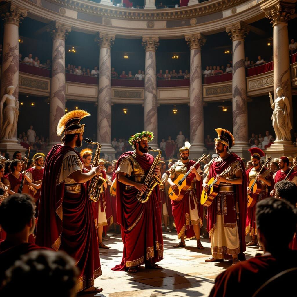Rock Musicians Perform in Ancient Rome: Baroque Style