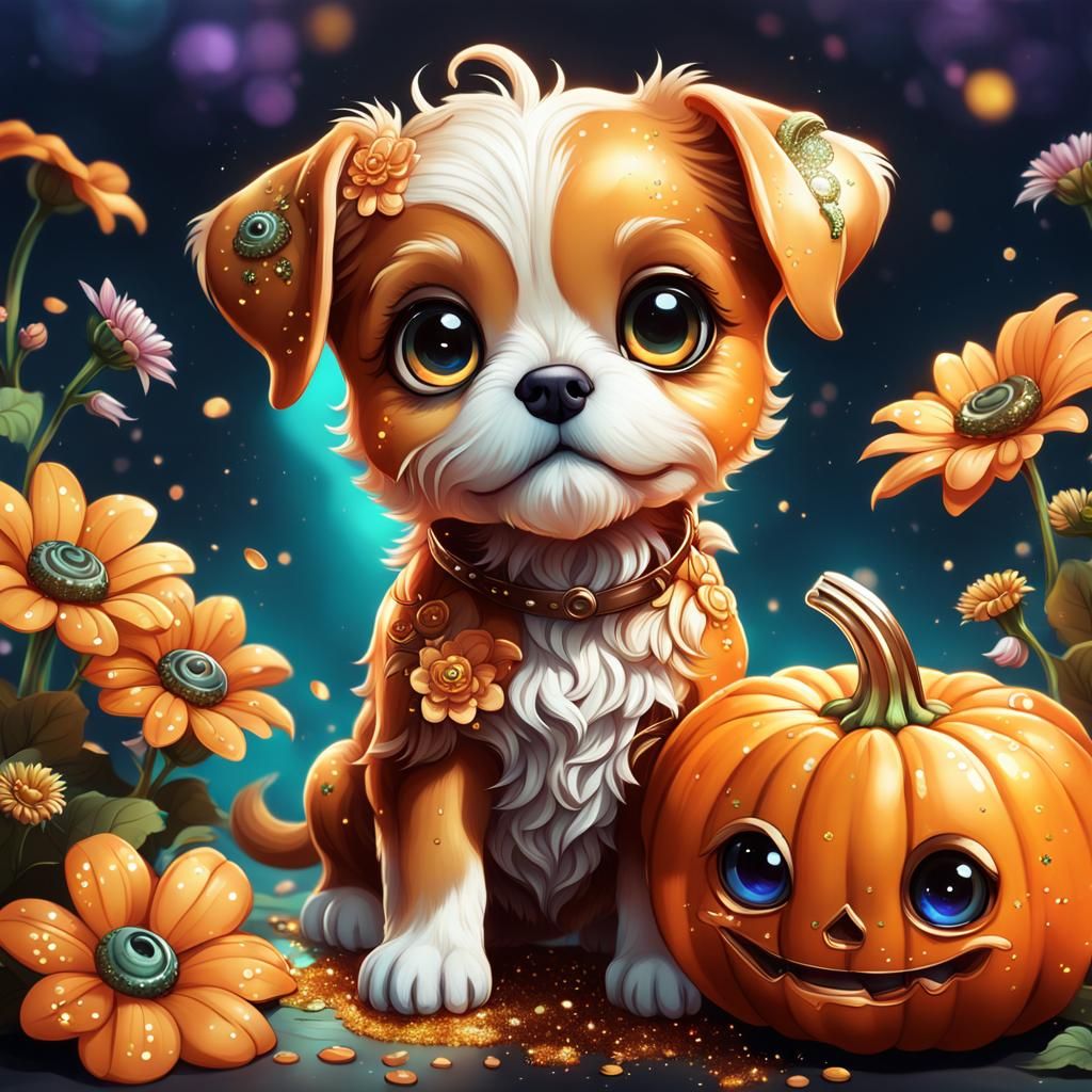 Pumpkin cute chibi puppy